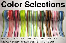 1.5" X 25y Multi-Colors Stripes Ribbons