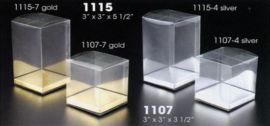 Clear Cubic Rectangular Boxes With Cardboard Bottom - 144/Pack 3"