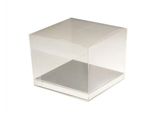 Clear Cubic Rectangular Boxes With Cardboard Bottom - 144/Pack 3