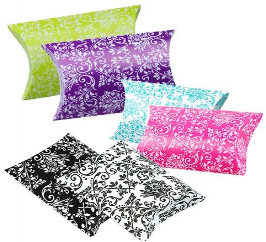 3.5" Damask Print Pillow Boxes - 144/Pack