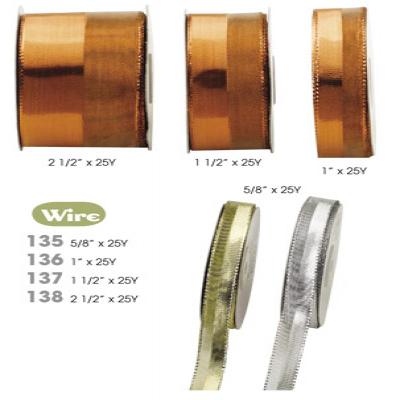 2.5" X 25y Nylon Metallic/Wire Ribbons
