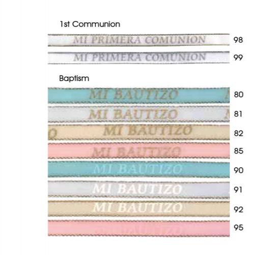 3/8" X 50y 1st Communion, Baptism, Sweet 15 And Wedding Ribbons