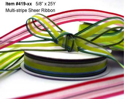 Sheer Multi Stripes Ribbons 5/8"