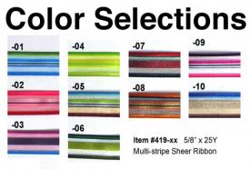 Sheer Multi Stripes Ribbons 5/8"