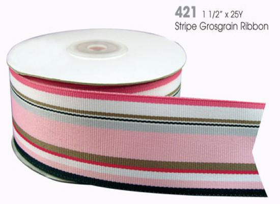 1.5" X 25y Multi Stripe Grosgrain Ribbons