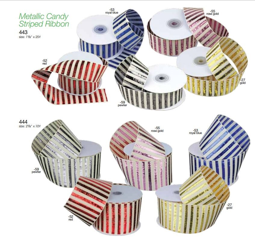 Metallic Candy Striped Ribbon