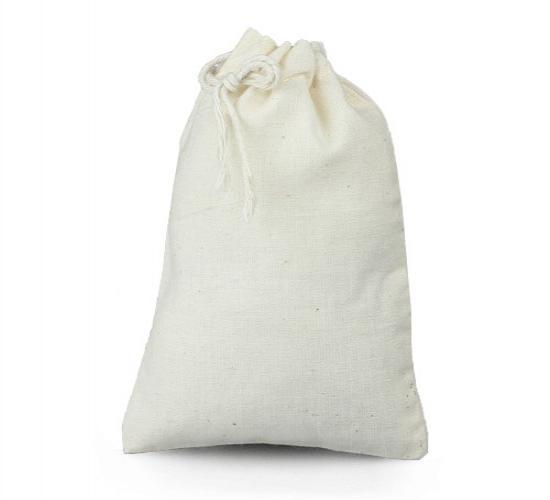 100% Cotton Side Pull Drawstring Bag - 3" X 5" - 100pcs/Pack