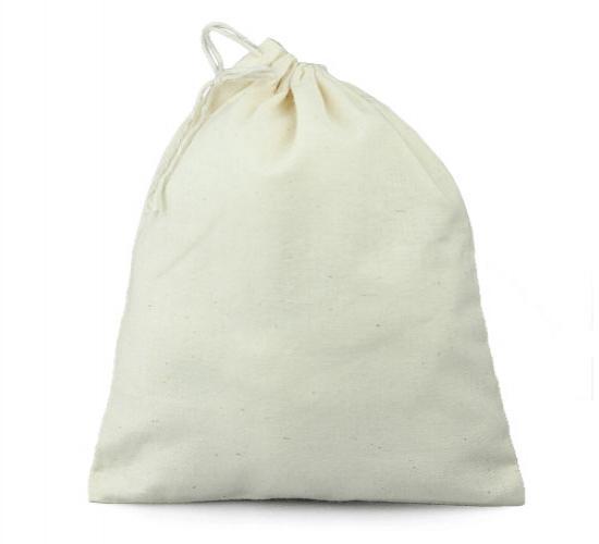 100% Cotton Side Pull Drawstring Bag - 6" X 8" - 100pcs/Pack