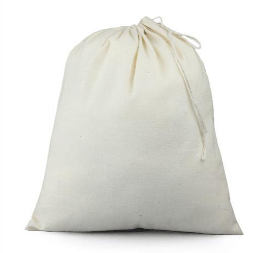 100% Cotton Side Pull Drawstring Bag - 8" X 10" - 100pcs/Pack