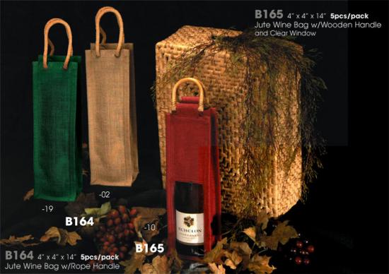 4" X 4" X 14" Jute Wine Bags - 5/Pack