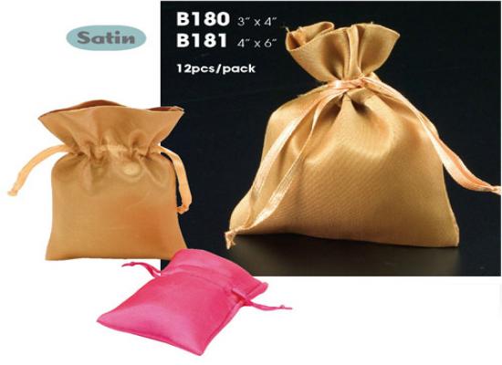 Satin/Satin String Bags - 12/Pack 4"
