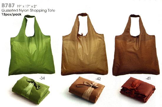 Gusseted Nylon Shopping Tote Bags -12/Pack 19"