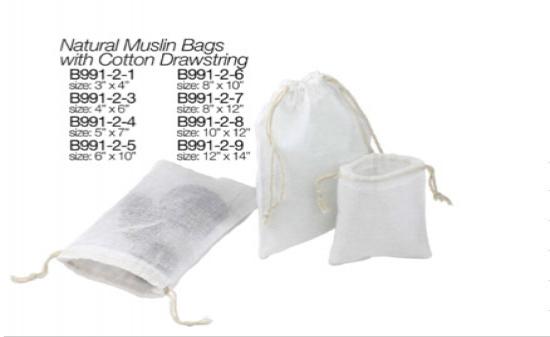 10"X12" 100% Natural Cotton Muslin Bag
