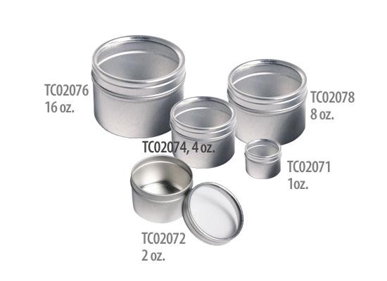 1 15/16" X 1 7/16"H Silver Tin Can With Clear Lid - 288/Pack