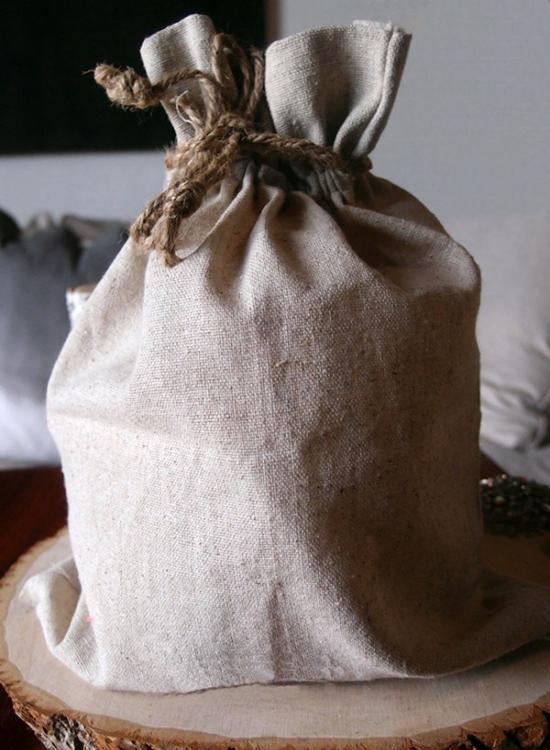 Linen Bag With Hemp Cord 10x12