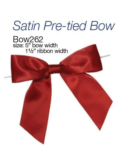 Pre-Tied Satin Bows 1.5" W/ 5"