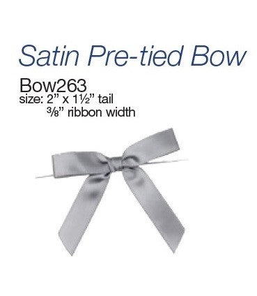 Pre-Tied Satin Bows 2" W/ 3/8"